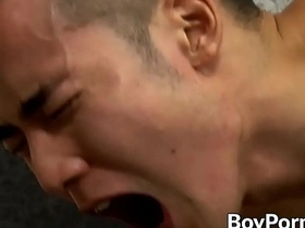 Japanese jock Yoshi Kawasaki cums after hardcore doggystyle asian gay porn straight