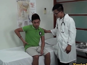 Asian twink anal examined with medical tools after giving BJ korean guy gay porn