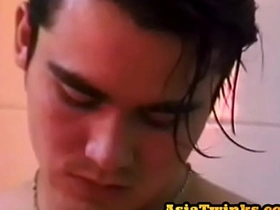 Asian handsome amateur twink jerks cock in the bathroom chinese gay men jacking off porn videos