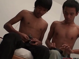 Asian twink gets tiedup and barebacked after blowing dick gay chinese thick bottom porn